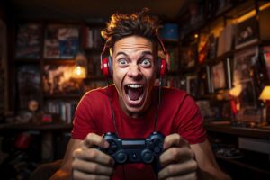 Illustration of an excited player representing the fun and interactive side of Chaturbate’s app ecosystem. Featured in CamboysHub’s article on Chaturbate games and developer creativity.